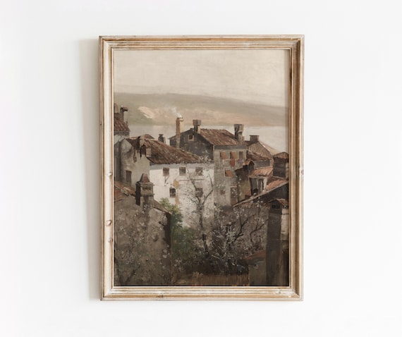 German Village Vintage Cityscape Art Print