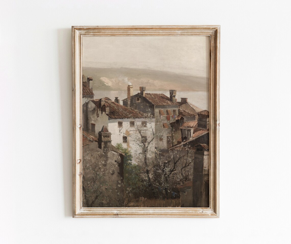 German Village Vintage Cityscape Art Print