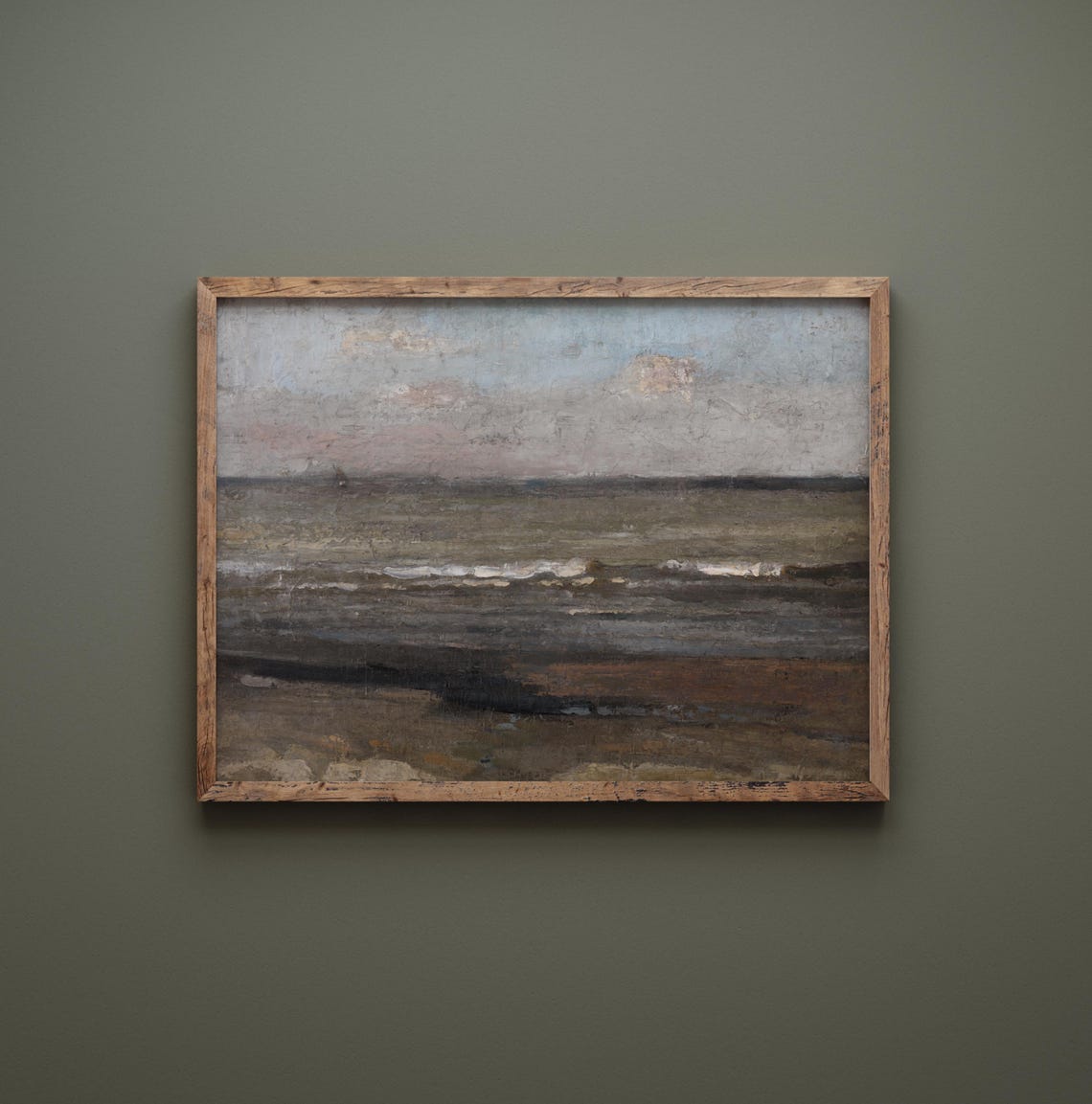 Moody Coastal Seascape Dark Waves Grey Sky Textured Ocean View Poster - Image 4