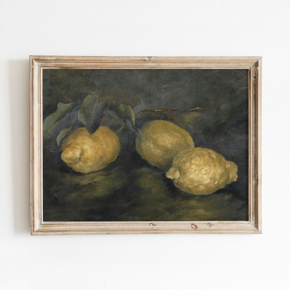 Three Lemons Vintage Still Life, Citrus Art Print