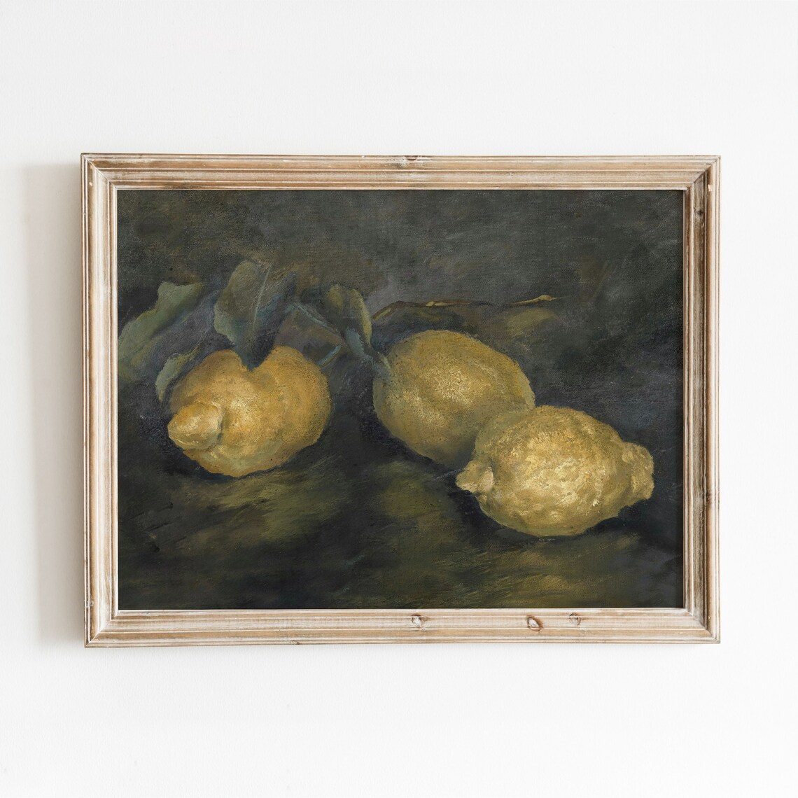 Three Lemons Vintage Still Life, Citrus Art Print