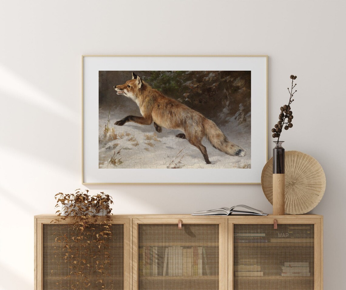 Fox In Winter Vintage Animal Nature Art Print - Image 3