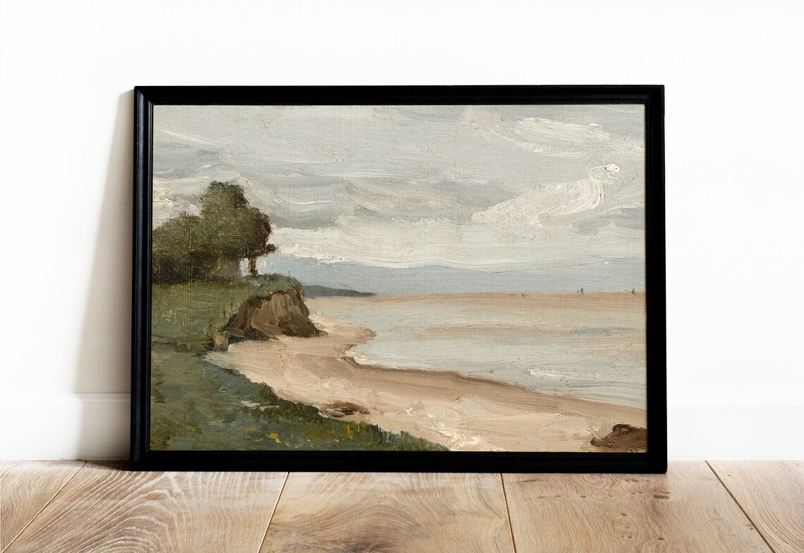 French Coast Vintage Seascape Painting Art Print - Image 2