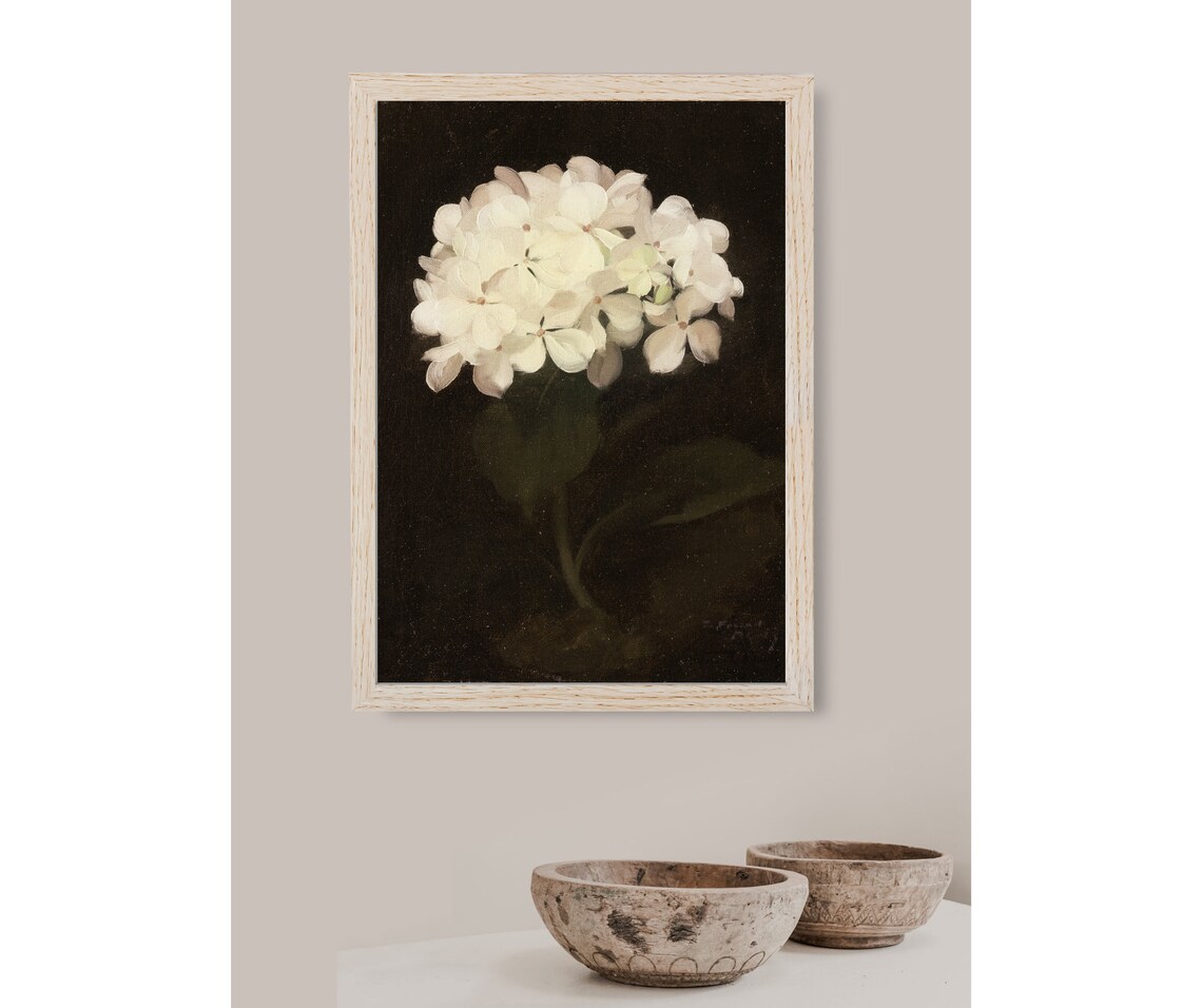White Hydrangea Painting, Vintage Botanical Art Print - Image 2