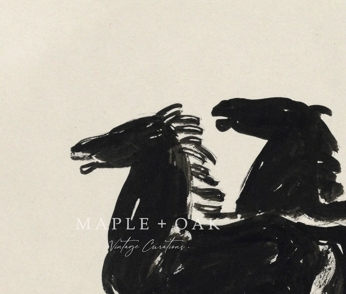 Black Horse Sketch Vintage Minimal Art Print - Image 2