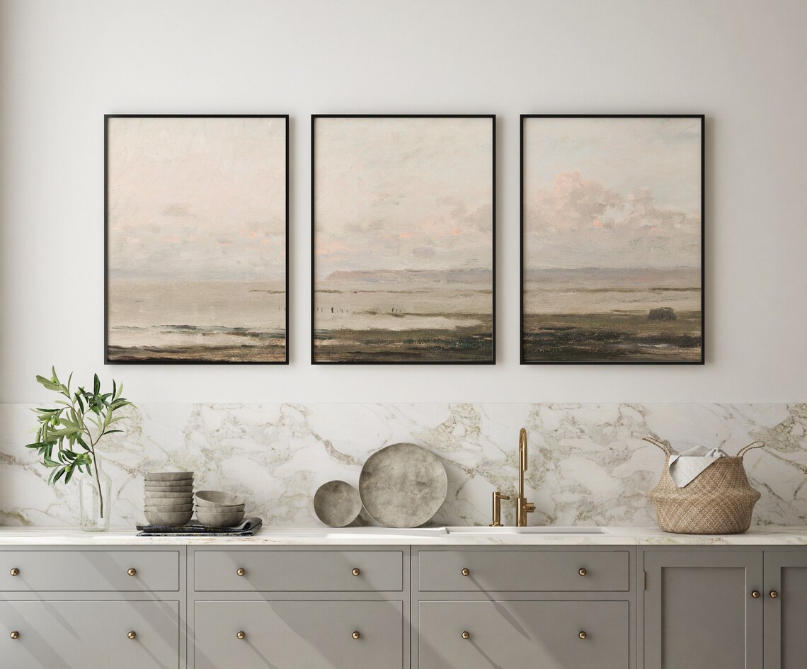 Hazy Beach Vintage Coastal Landscape Art Print - Image 4