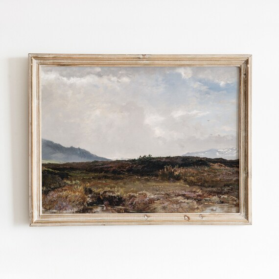 Shrubland Landscape Vintage Oil Painting Art Print