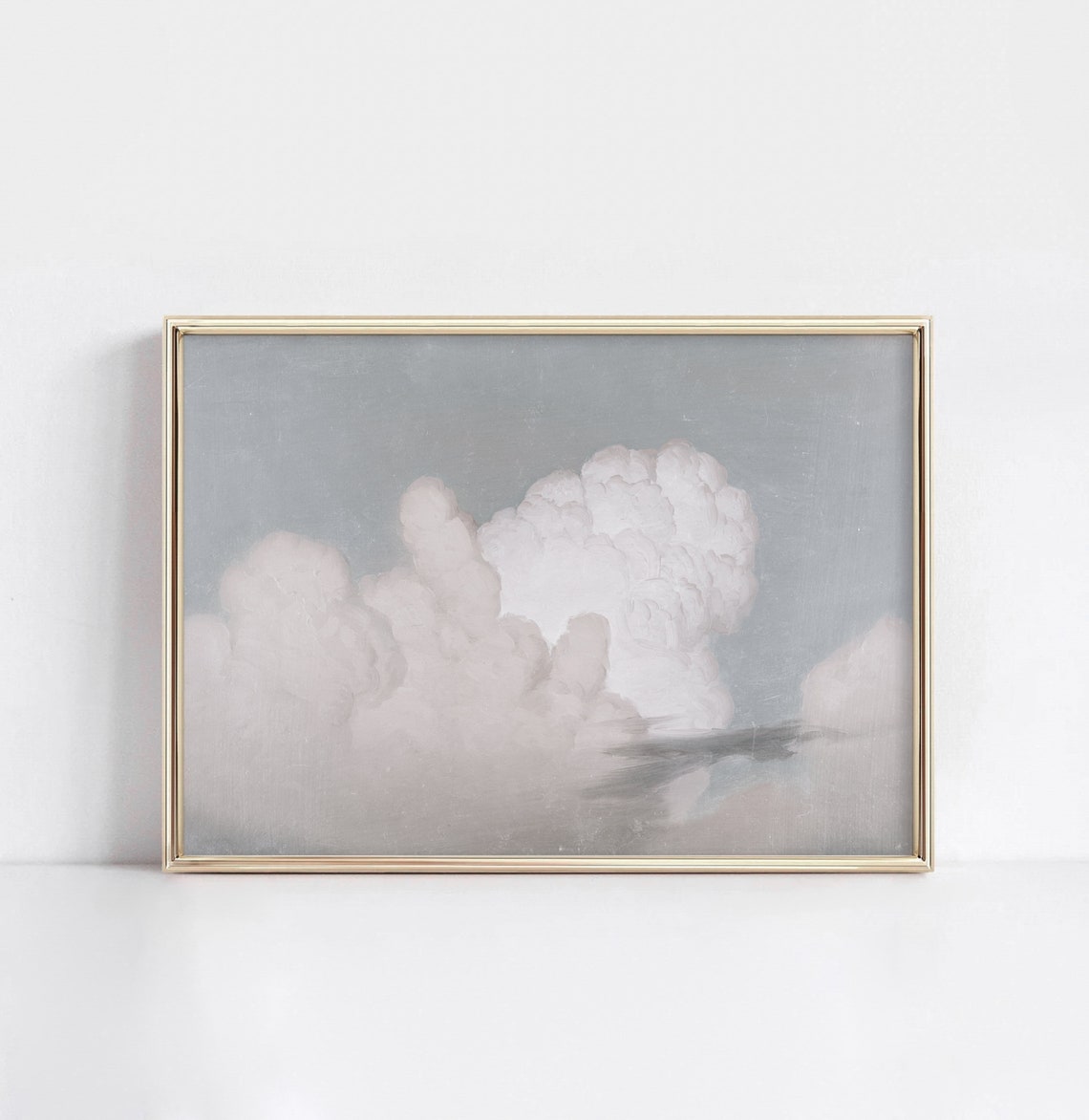 Blue Sky Study Vintage Cloud Painting Subtle Blue Artwork Nursery Decor 742 - Image 3