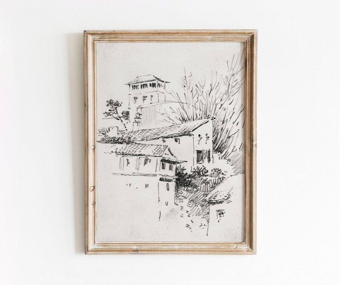 Granada Sketch Vintage European City Art Print