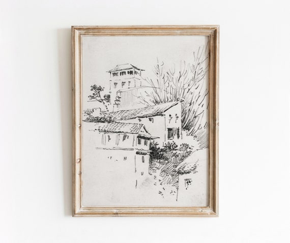 Granada Sketch Vintage European City Art Print