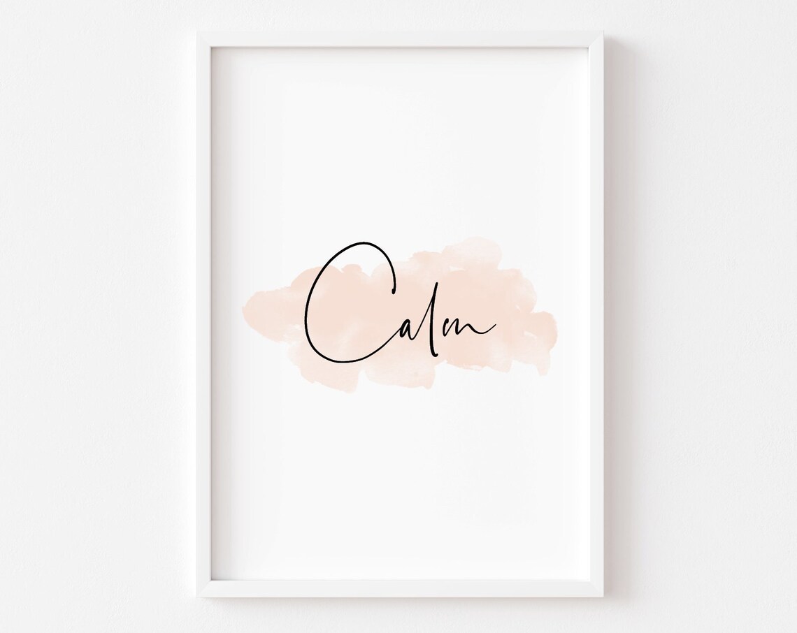 Calm Watercolour Inhale Exhale Bedroom Art Print