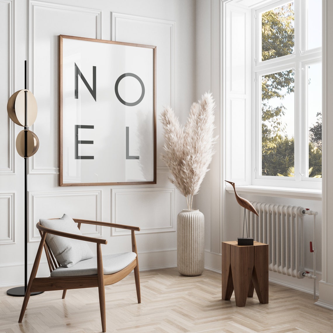 Noel Minimalist Typography Poster Black Letters Modern Christmas Art - Image 2