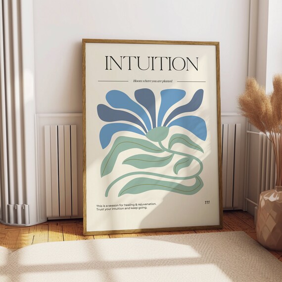 Intuition Bloom Where You Are Planted Blue Floral Quote Art Poster