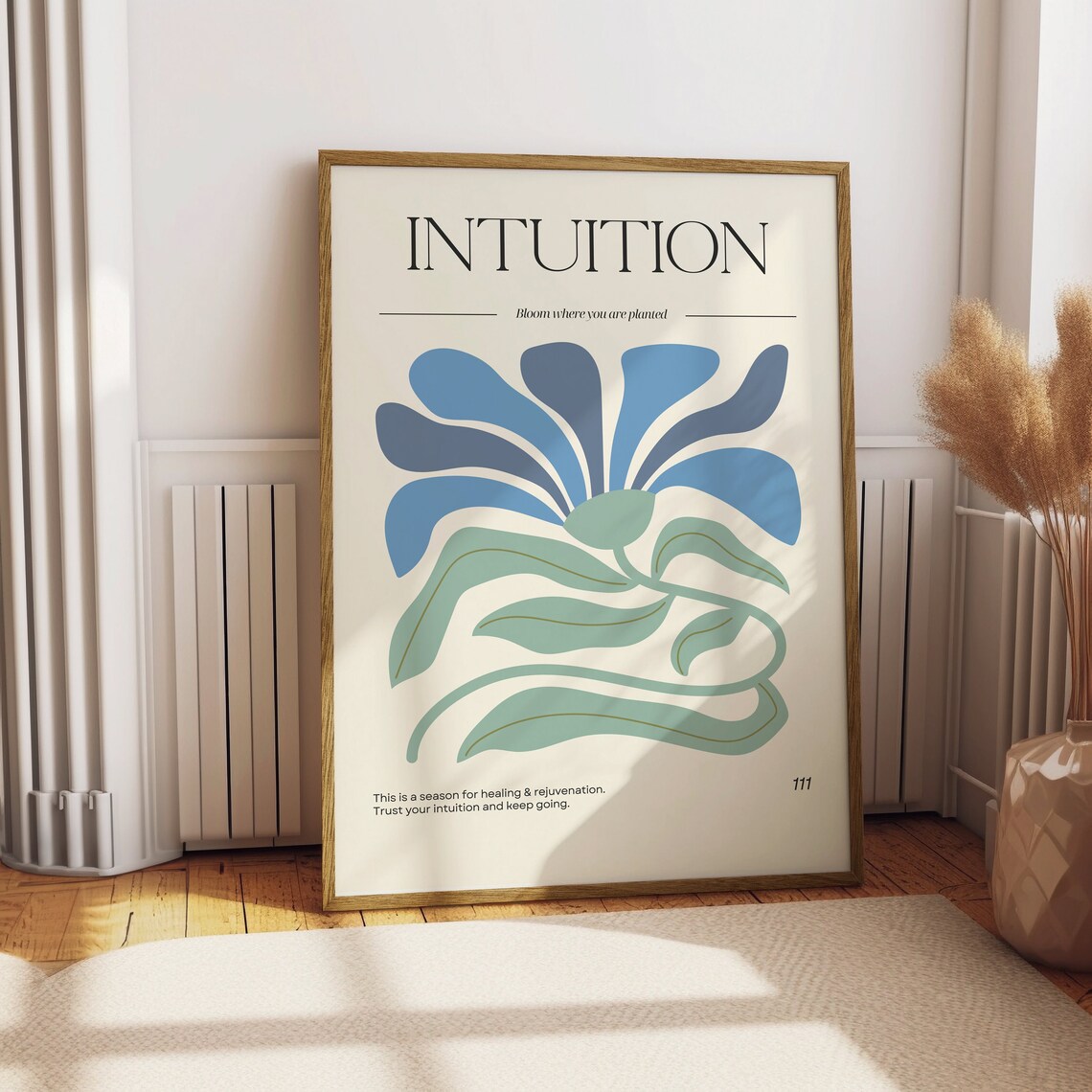 Intuition Bloom Where You Are Planted Blue Floral Quote Art Poster