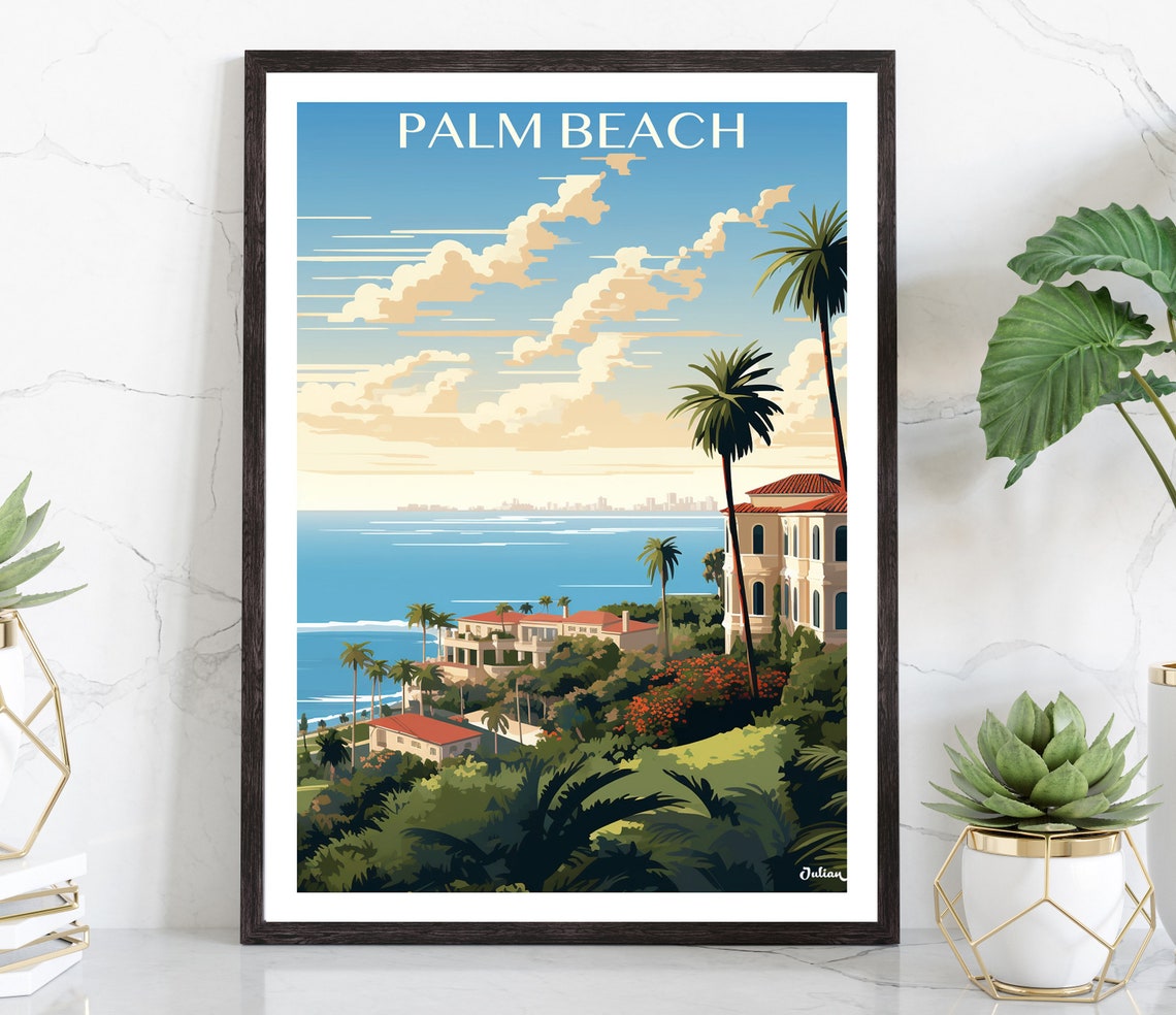 Palm Beach Oceanfront Mansions Daytime Florida Travel Poster