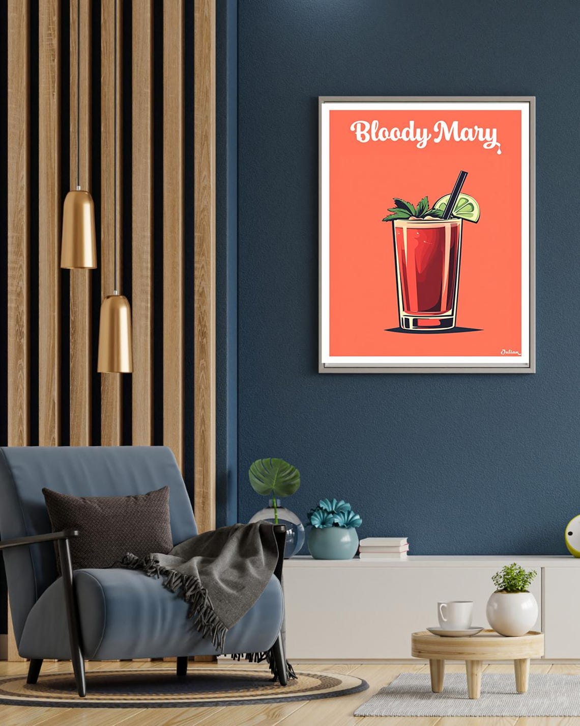 Bloody Mary Savory Cocktail with Celery Retro Bar Decor Poster - Image 2