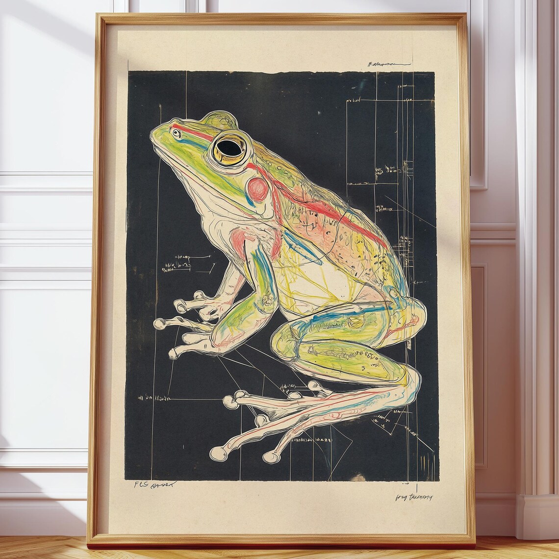 Hand Drawn Frog Anatomy Vintage Scientific Art Print