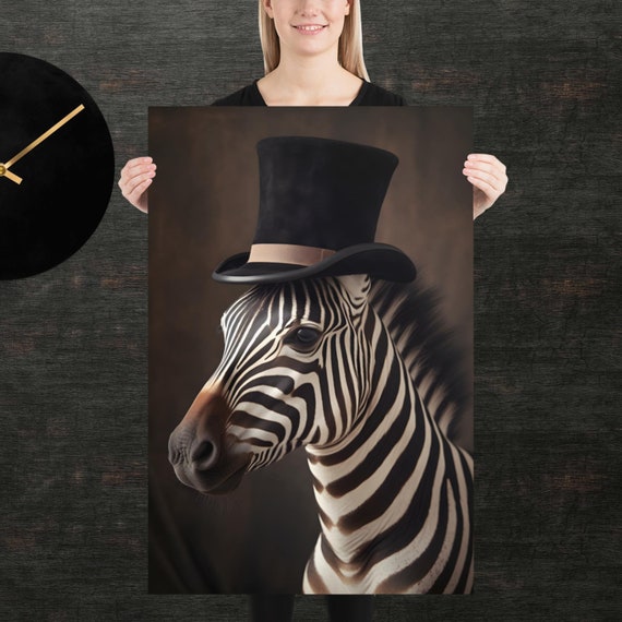 Tophat Zebra Cute Animal Poster Fancy Portrait Unique Art