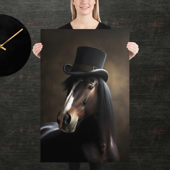 Tophat Horse Cute Animal Poster Fancy Portrait Unique Art