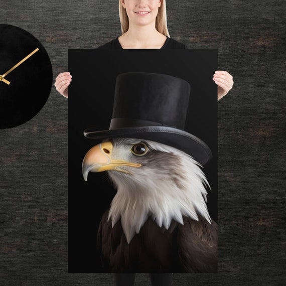 Tophat Eagle Cute Animal Poster Fancy Portrait Unique Art