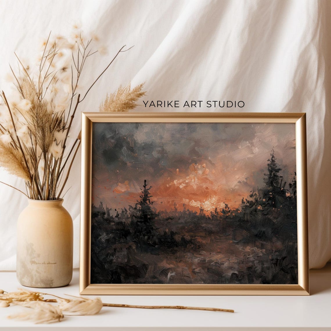 Moody Forest Sunset Evergreens Dark Atmospheric Landscape Poster - Image 5