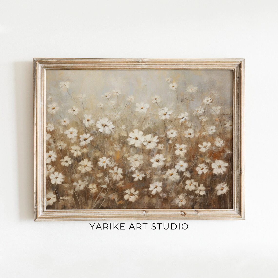White Cosmos Daisy Field In Soft Neutral Vintage Tones Poster