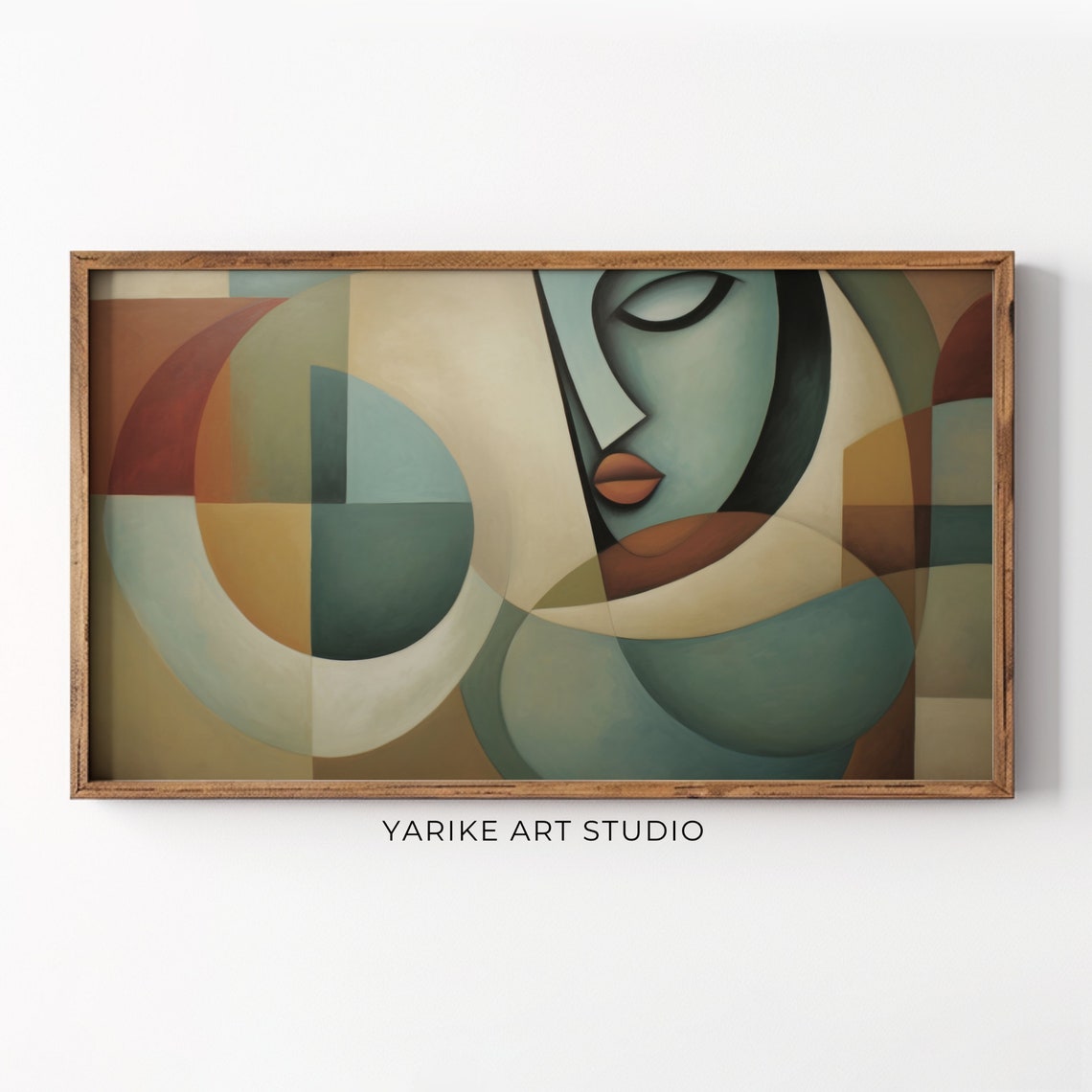 Abstract Cubist Woman Face Mid Century Modern Painting Poster