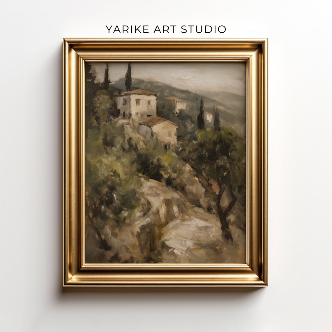 Italian Antique Landscape Painting Vintage Italian Wall Art Rustic Farmhouse Decor Oil Painting Print Yarike 206 Ai - Image 5