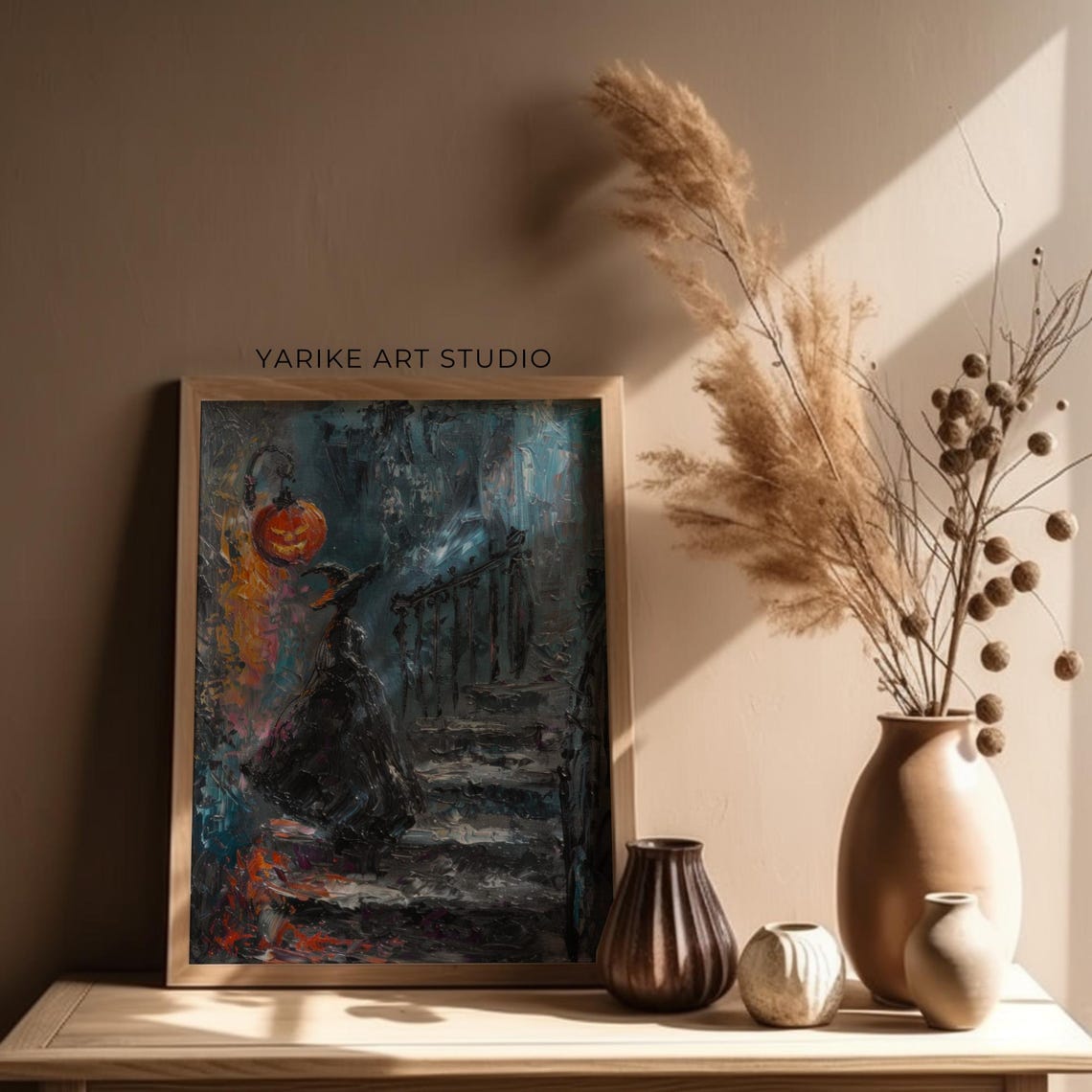 Witch Silhouette On Stairs With Jack O Lantern Halloween Poster - Image 4