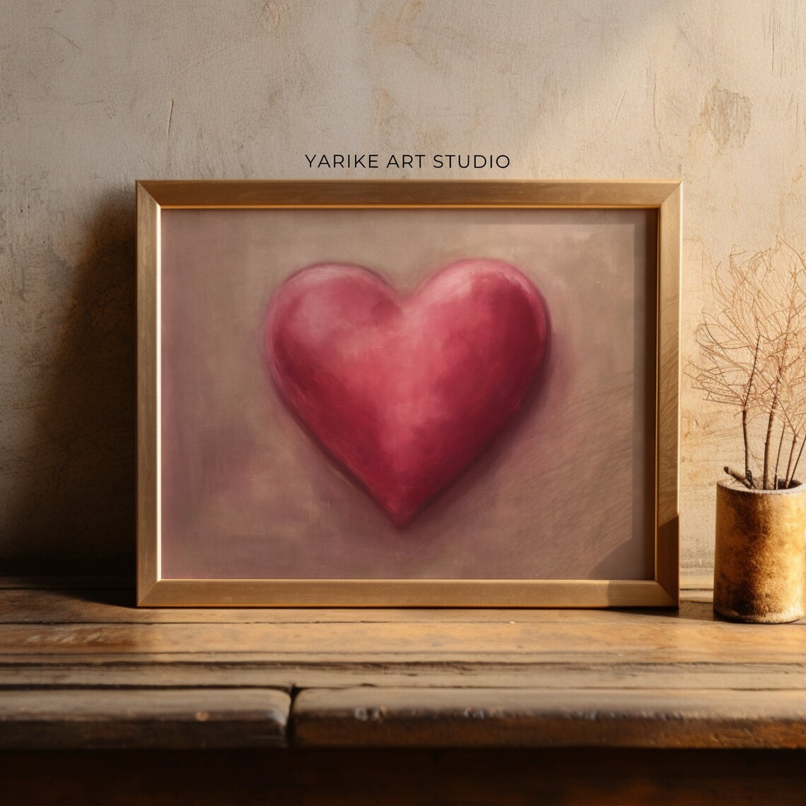 Pink Heart Painting Simple Romantic Love Minimalist Art Poster - Image 2