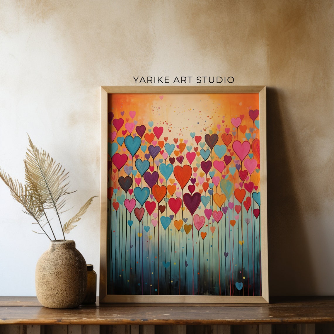 Colorful Heart Balloons Floating Up Gradient Valentine Poster - Image 4