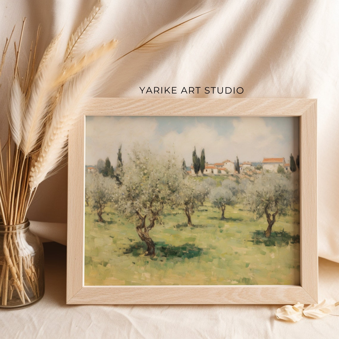 Italian Olive Grove Farmhouse Cypress Trees Tuscan Countryside Poster - Image 2