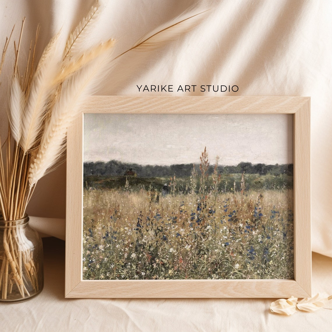 Wildflower Field Landscape Oil Painting Vintage Landscape Art Print Antique Country Field Autumn Wall Art 476 - Image 2