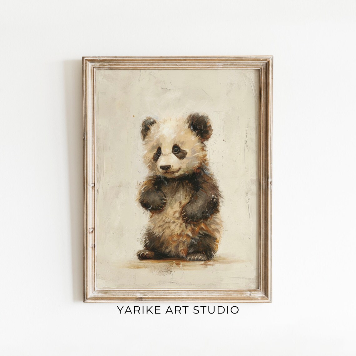 Vintage Baby Panda Sitting Cute Animal Portrait Wildlife Art Poster
