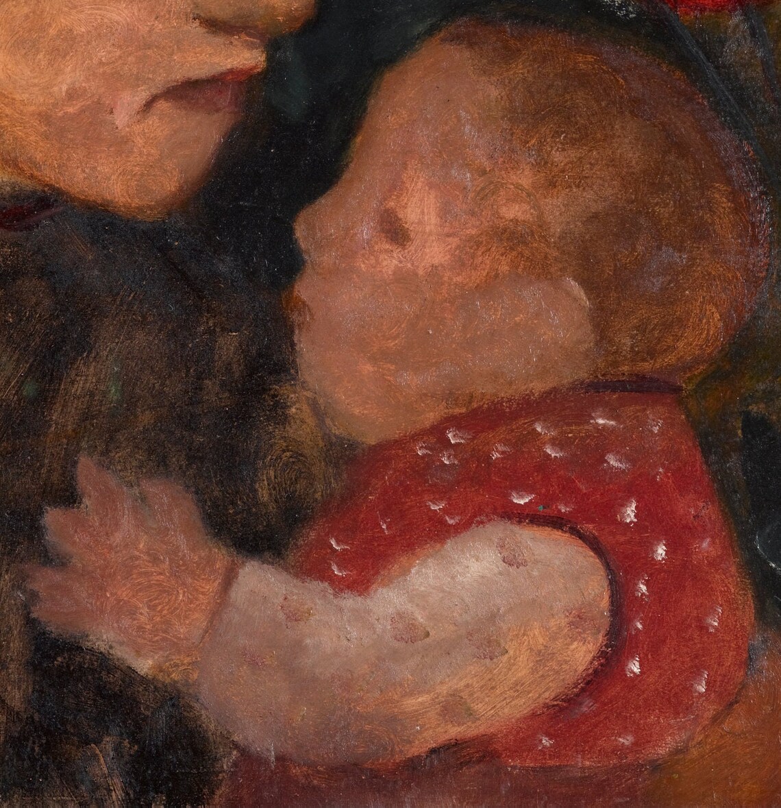 Modersohn Becker Girl Holding Child Red Flowers Motherhood Poster - Image 2
