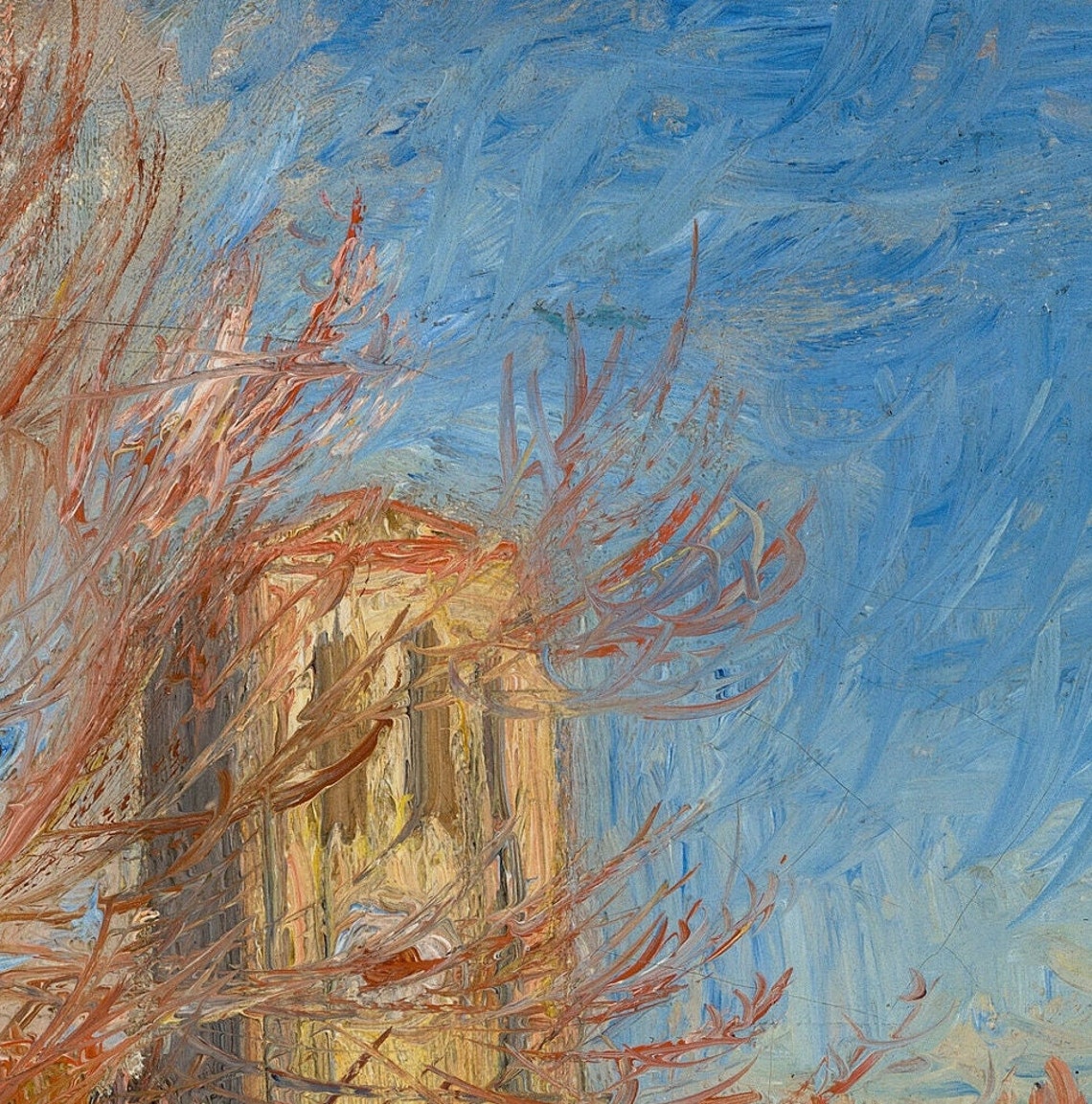 Renoir Autumn Village Scene with a Church Tower and Bare Trees Poster - Image 2