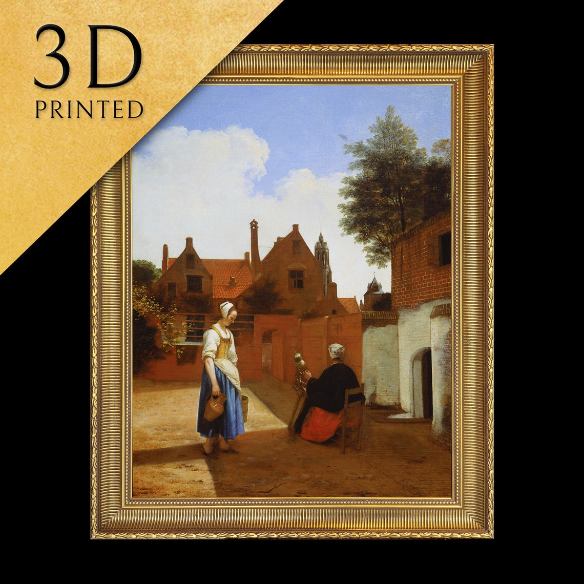 Pieter de Hooch Courtyard in Delft at Evening Golden Dutch Poster