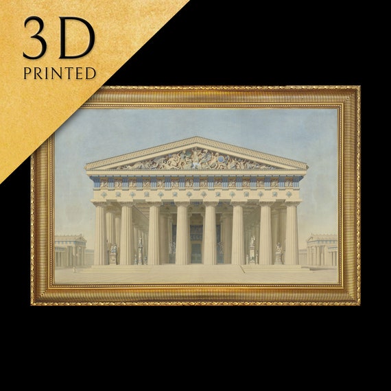 Temple T At Selinunte By Jacques Ignace Hittorff 3d Printed With Texture And Brush Strokes Looks Like Original Oil Painting