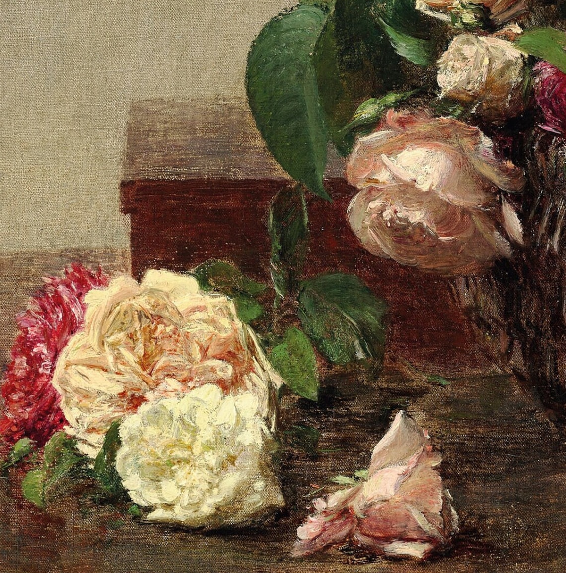 Henri Fantin Latour Basket Of Roses Textured Floral Art Poster - Image 3