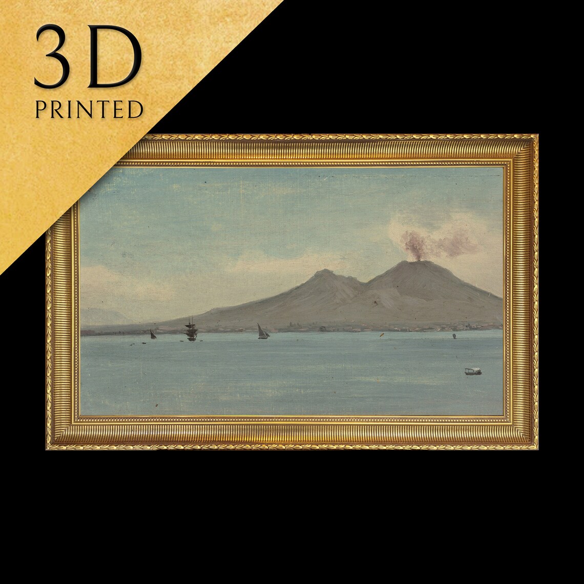 Albert Bierstadt Mount Vesuvius Bay of Naples Seascape Textured Print
