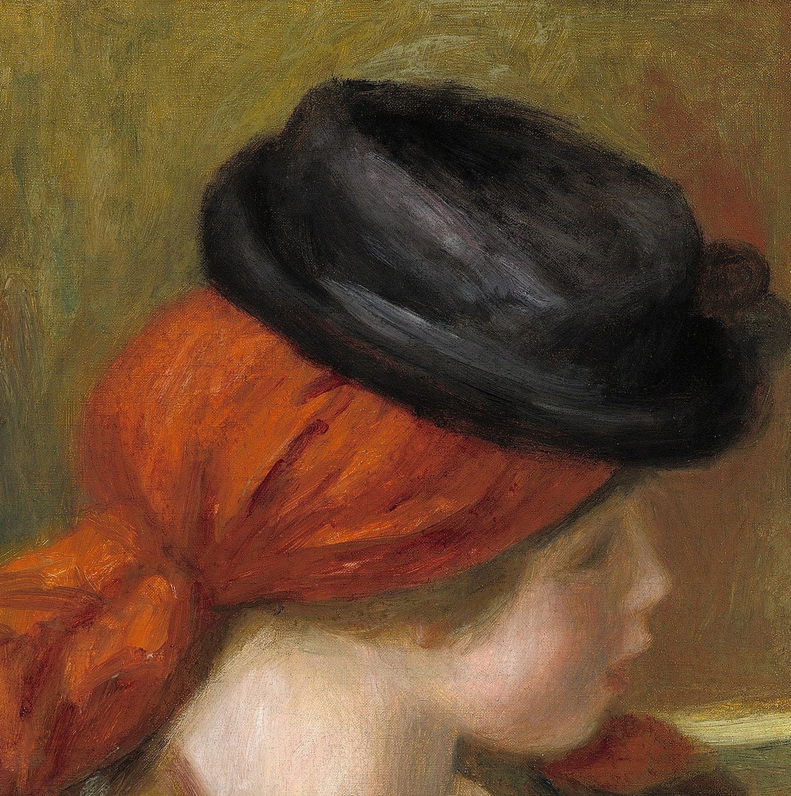 Renoir Woman with a Guitar in a Red Scarf Musician Portrait Poster - Image 3