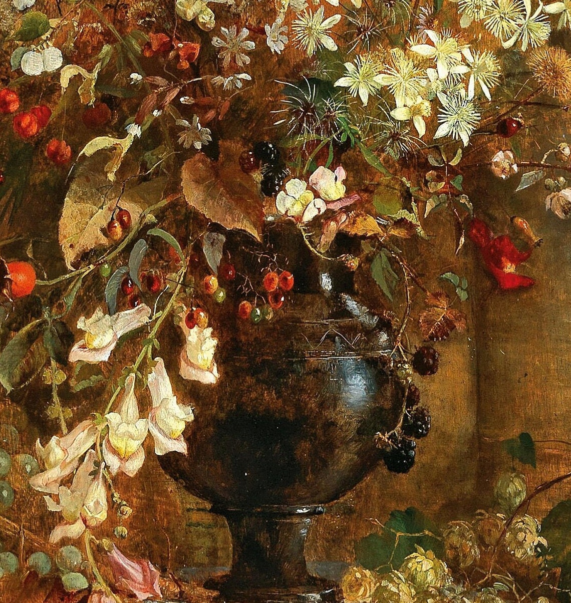Maria Egner Indian Summer Autumn Flowers Urn Lush Still Life Poster - Image 3