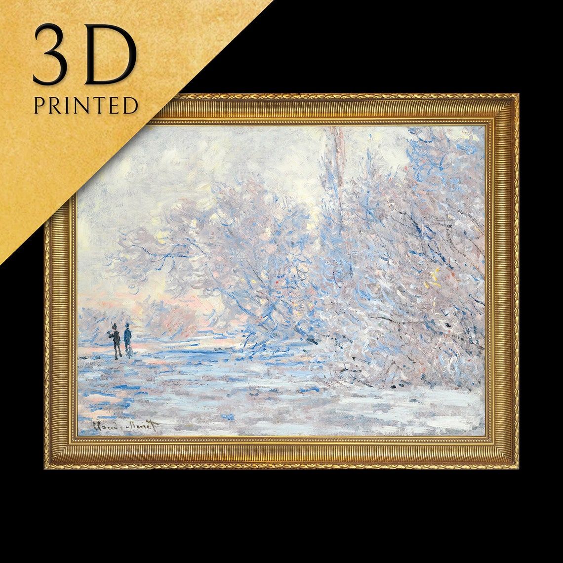 Claude Monet Frost At Giverny Winter Walk Textured Art Poster