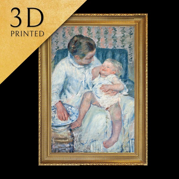Mother About To Wash Her Sleepy Child By Mary Cassatt 3d Printed With Texture And Brush Strokes Looks Like Original Oil Painting