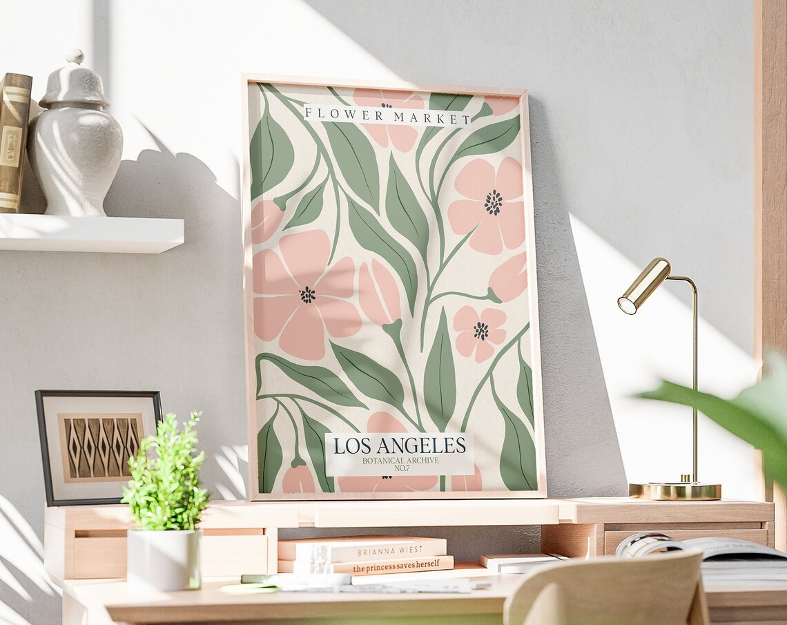 Flower Market Print Los Angeles Flower Market Poster Los Angeles Wall Art Floral Bedroom Wall Decor - Image 5