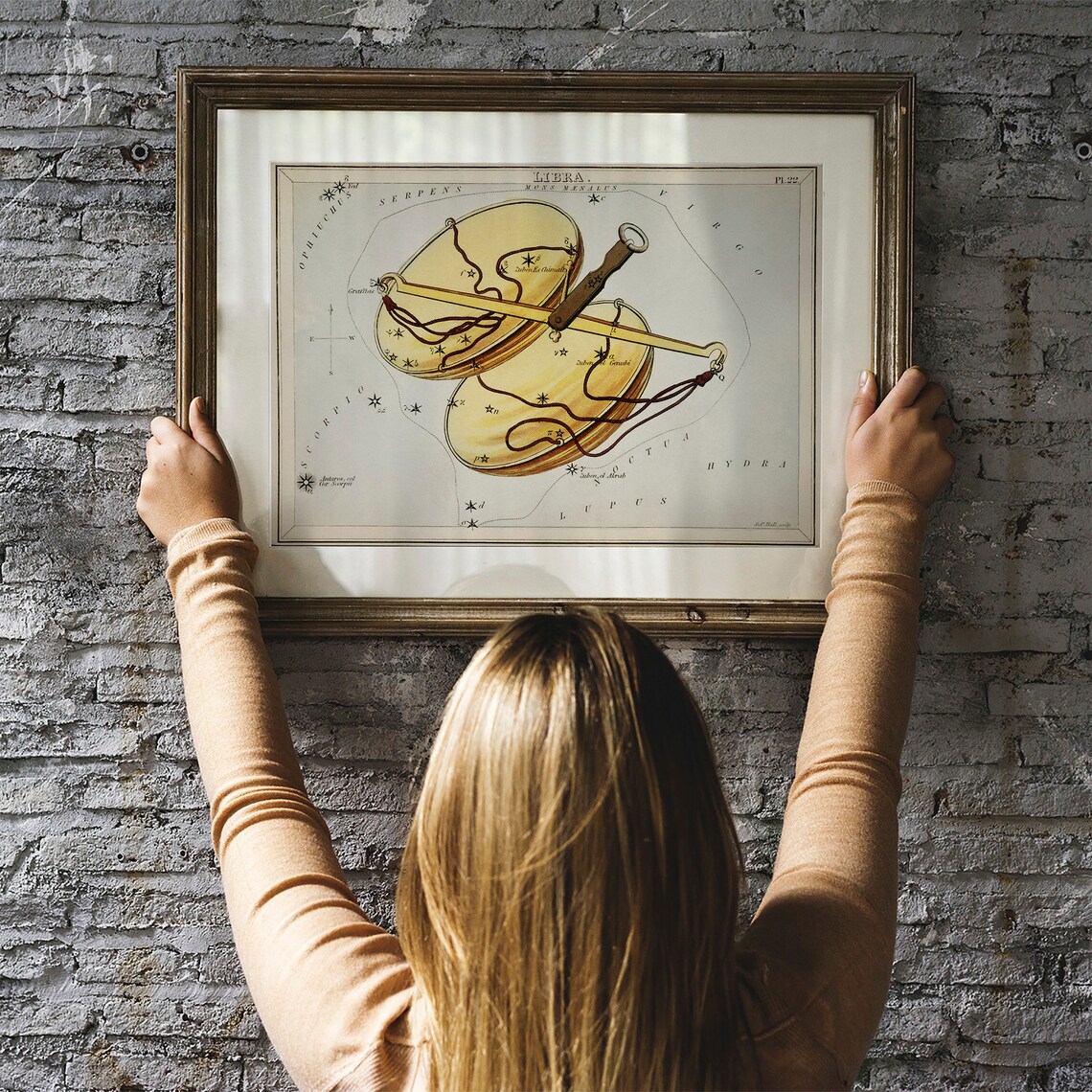 Libra Antique Space Painting Zodiac Art Print - Image 3