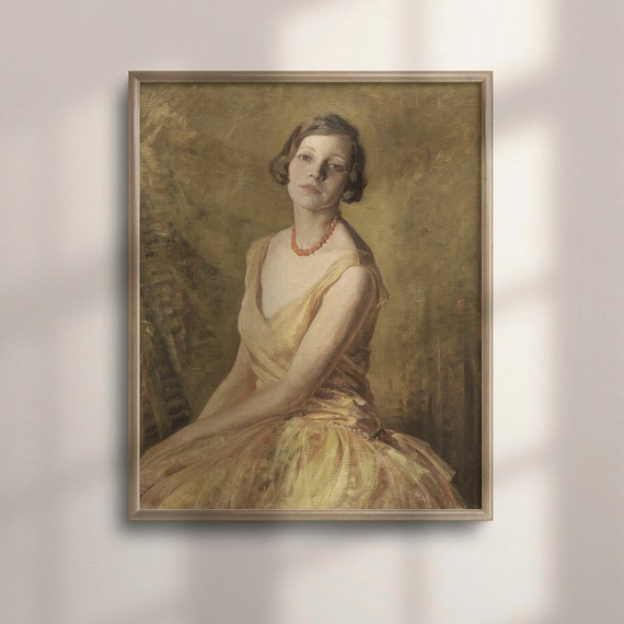 Antique Victorian Woman Portrait Vintage Oil Painting Elegant Bedroom Wall Decor Moody People Art Vintage Home Decor C16 1149