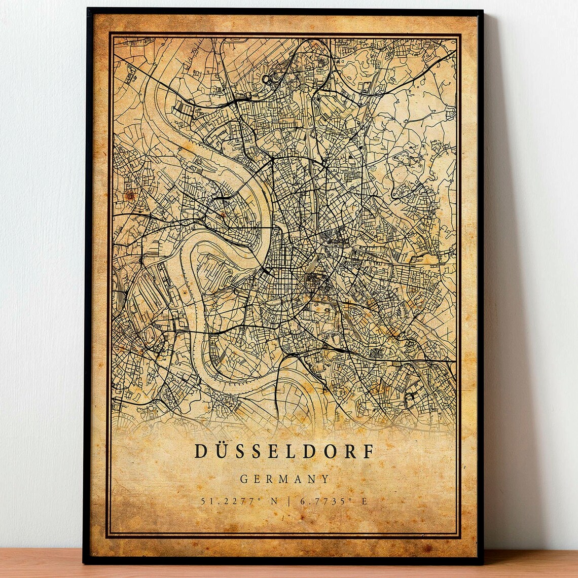 Dusseldorf Vintage Map Poster, Rustic Germany Travel Poster - Image 4