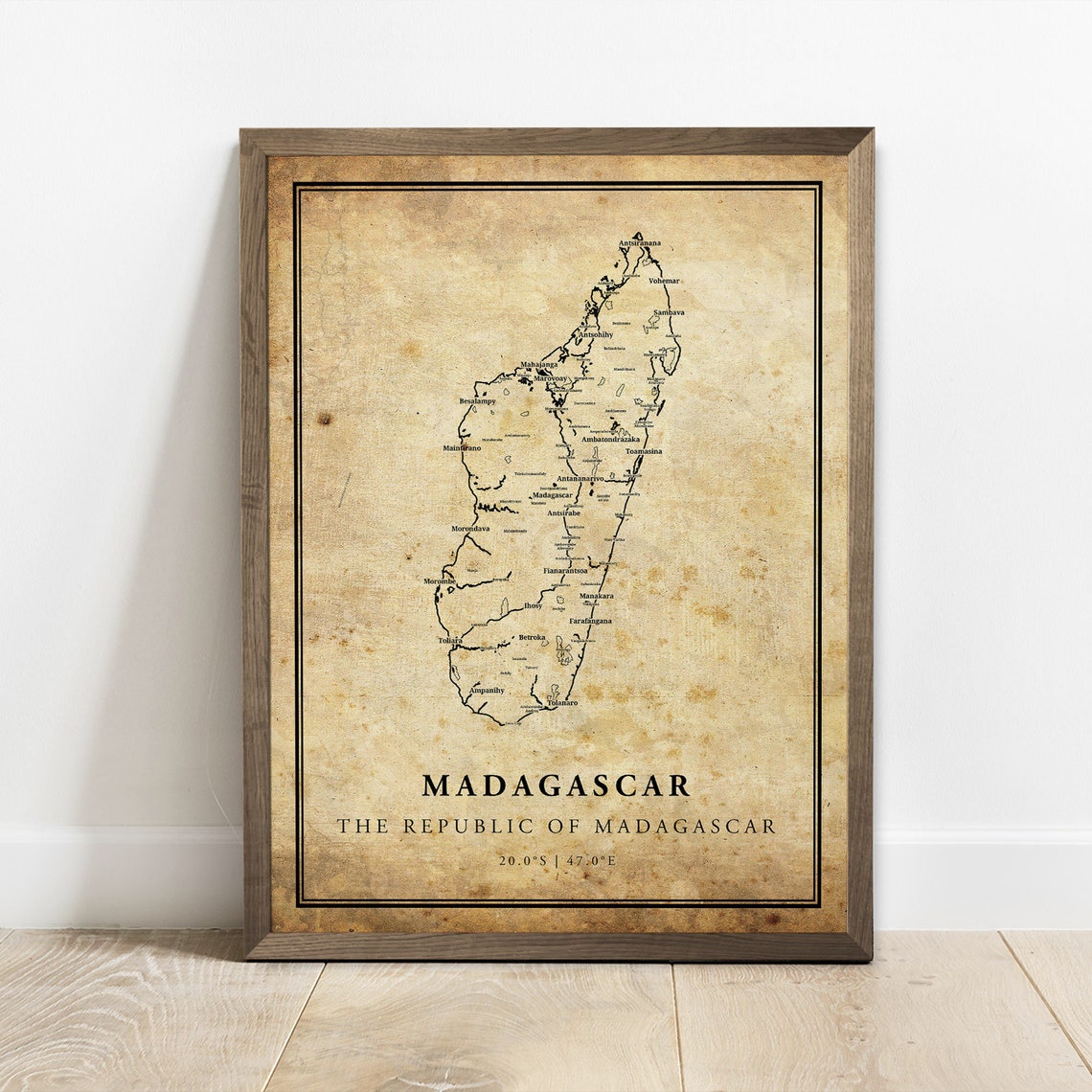 Madagascar Vintage Country Map Republic of Madagascar Poster