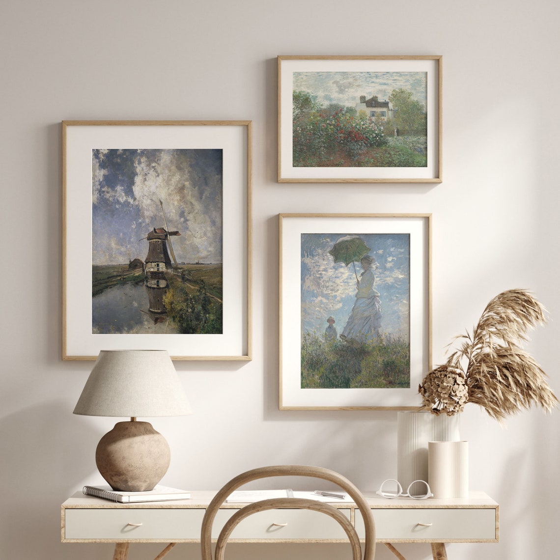 Dutch Windmill Canal Reflection Dramatic Sky Antique Landscape Poster - Image 2